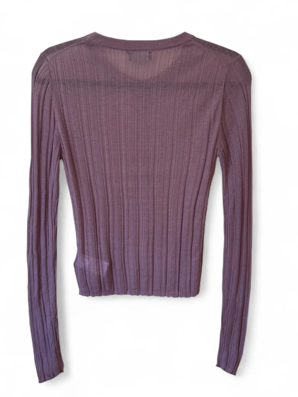 GAP Ribbed Henley Long Sleeve Top in amethyst purple sheer